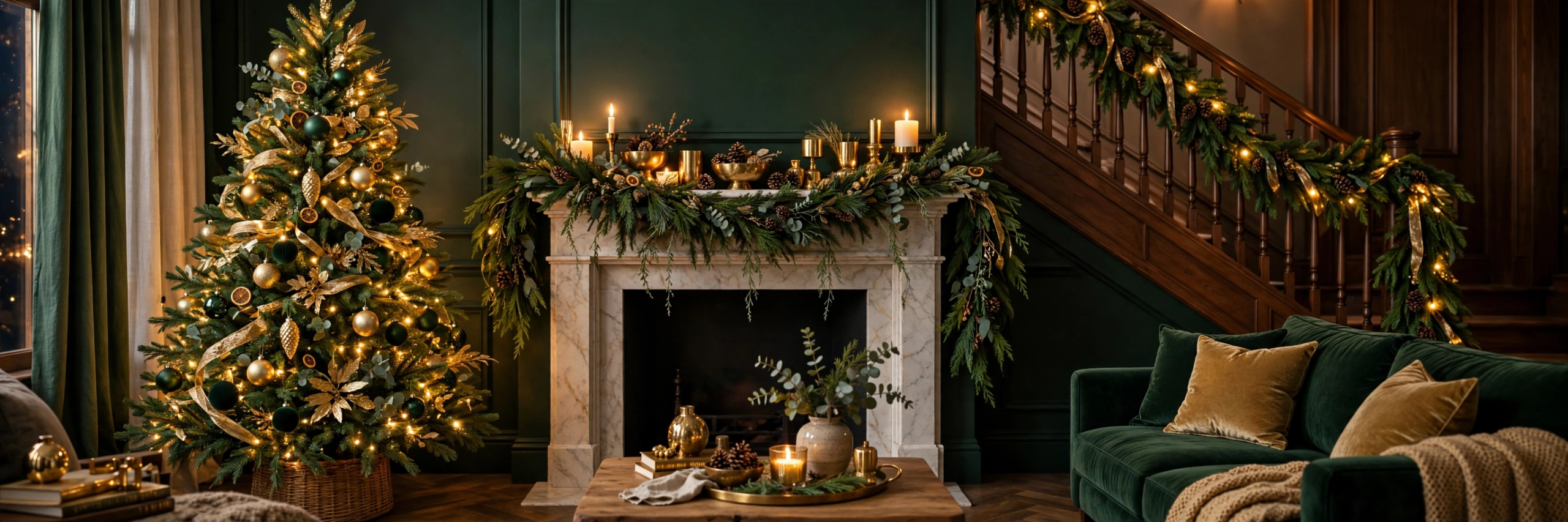 Christmas decorated living room