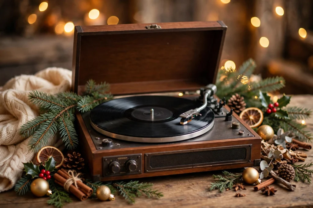 Christmas vinyl record player