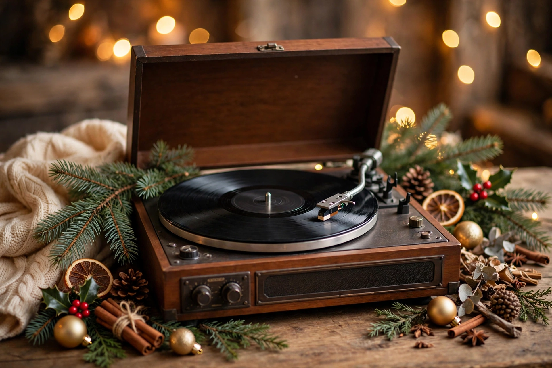 Vinyl record with Christmas music