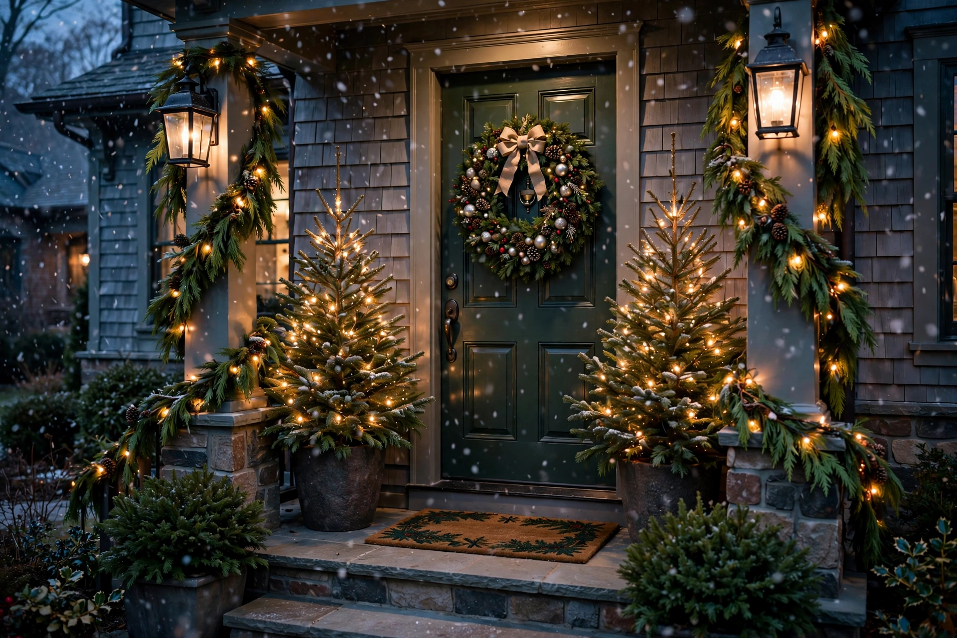Festive front porch ready for neighbor gifts