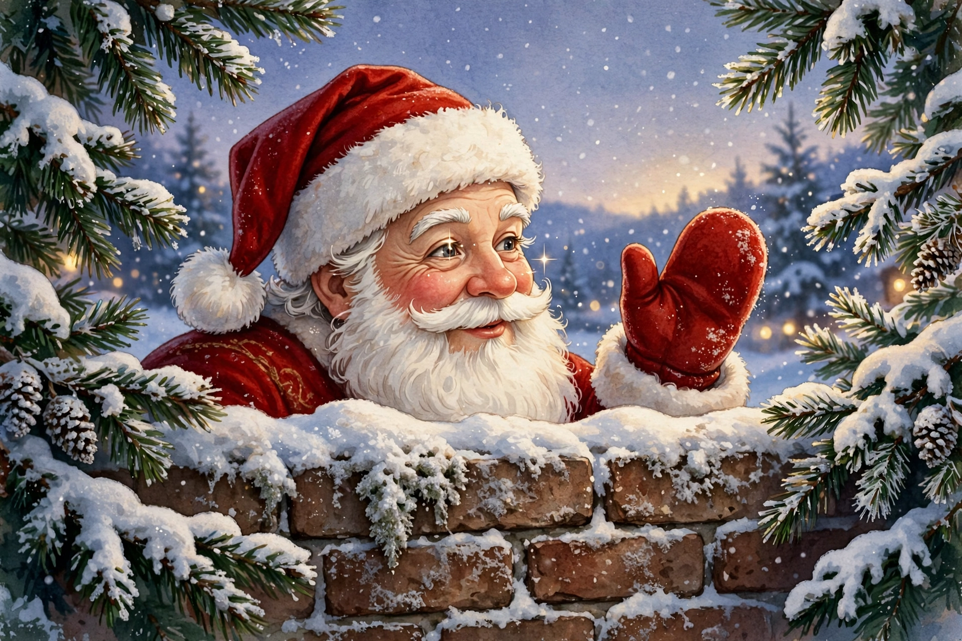 Santa with a sack of Secret Santa gifts